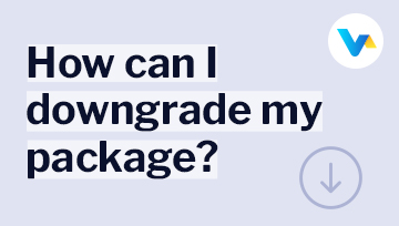 How can I downgrade my package? text with V4 logo and a downward arrow icon on a light background.