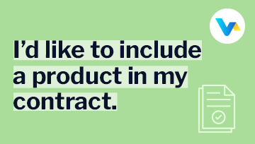 I’d like to include a product in my contract – green banner with a check marked document icon, representing a customer’s intent to customise their V4 Consumer plan.