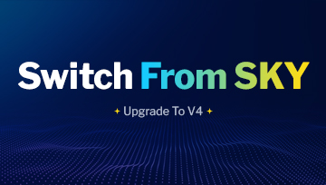 Switch from Sky and upgrade to V4 — futuristic wave background with vibrant gradient text reflects broadband modernisation