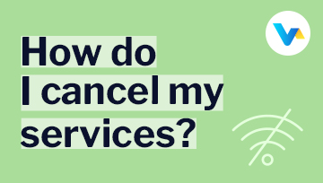 How do I cancel my services? text on green background with a faded Wi-Fi signal icon, indicating service disconnection.