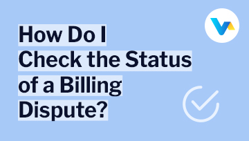 Text reads 'How Do I Check the Status of a Billing Dispute?' with a large checkmark icon to the right.