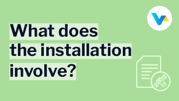 Text reads “What does the installation involve?” with an icon of a document and tools, symbolising an easy broadband setup process.