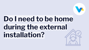 Do I need to be home?” text with icon of person inside house and tick, symbolising presence for broadband setup.