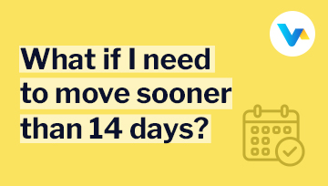 Text reads ‘What If I Need to Move Sooner Than 14 Days?’ with a calendar and fast-forward icon symbolising urgent broadband relocation.