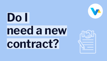 Text reads ‘Do I need a new contract?’ with a document and moving truck icon, symbolising broadband continuity during relocation.