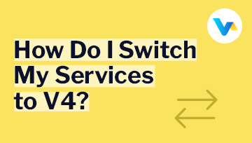 Text reads “How do I Switch my services to V4?” with arrow icons, representing an easy switch or upgrade to V4 broadband.