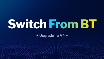 Switch from BT and upgrade to V4 — gradient-coloured text on digital wave background symbolises modern broadband transition