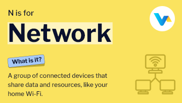 Illustration of a computer network with devices connected through Wi-Fi for home data sharing