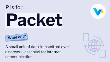 Illustration showing data packets moving across a network for internet communication.