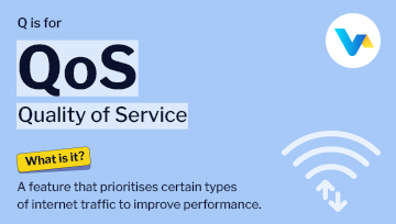 Visual of a wireless signal with arrows, representing internet traffic prioritisation through QoS technology.