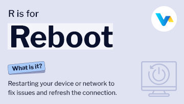 Banner showing a computer screen with a power cycle icon, illustrating the concept of rebooting a device or network.