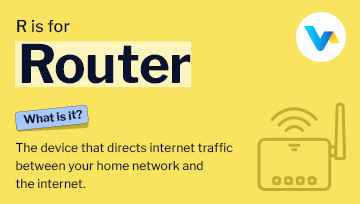 Illustration of a wireless router with signal waves, representing internet connectivity within a home network.