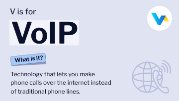 Glossary banner for VoIP showing a globe with a telephone icon, representing internet-based calling technology.